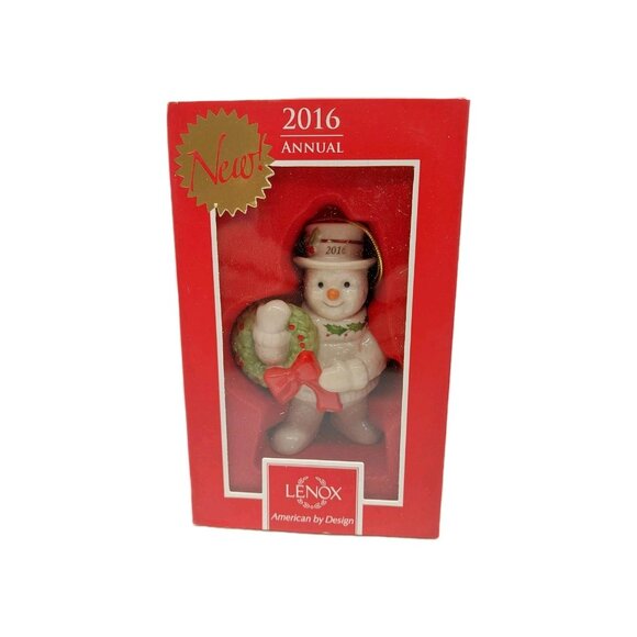 Lenox Snowman Ornament Happy Holly Days Box 2016 - Picture 1 of 7
